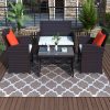 Rattan Sectional Sofa Outdoor With Tempered Glass Tabletop Brown (15)
