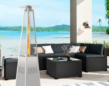 42000 Btu Pyramid Glass Tube Flame Outdoor Heater With Long Strips Of Flame With Aluminum Top Reflector Shield Heating Up To 115 Square Feet (12)